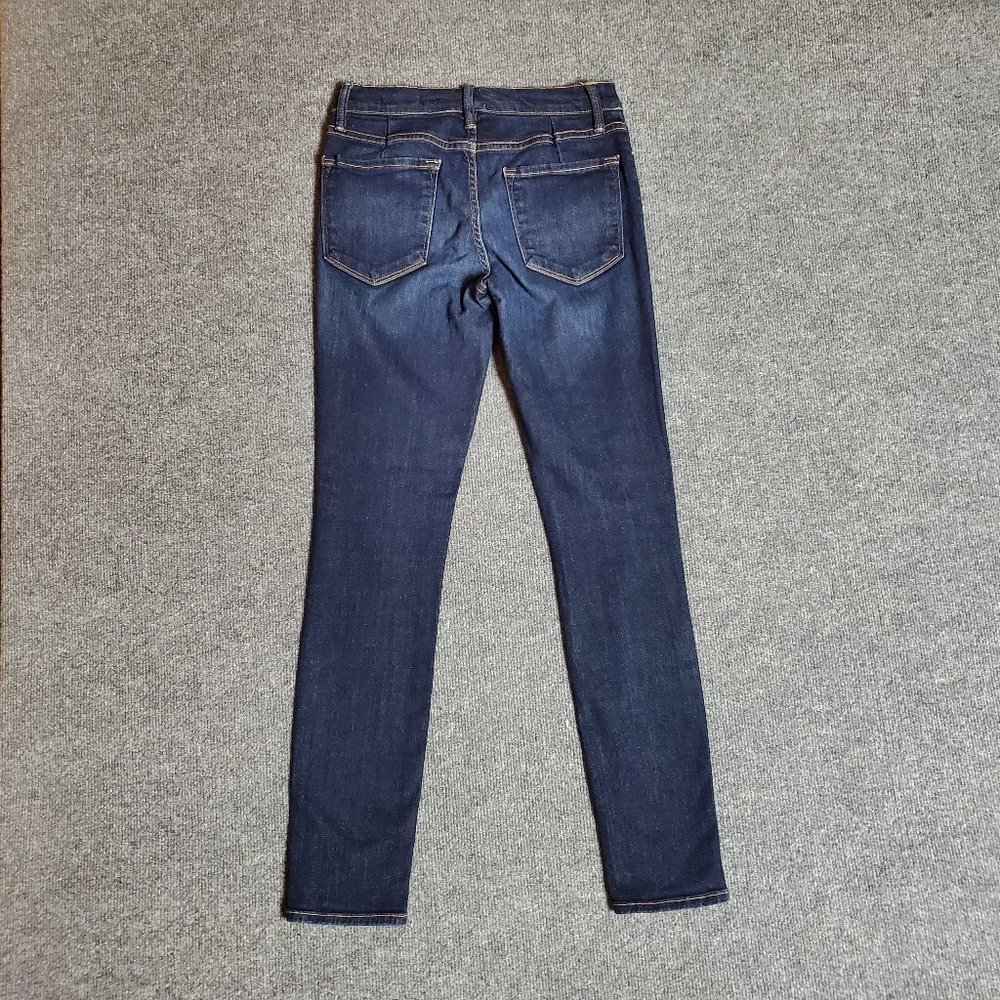 Frame Le Skinny de Jeanne 28 (Meas 26x28.5 9" Mid Rise) Queensway Dark Jeans A14 - Picture 2 of 9